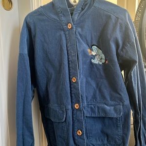Disney Eeyore corduroy button down shirt with a hood